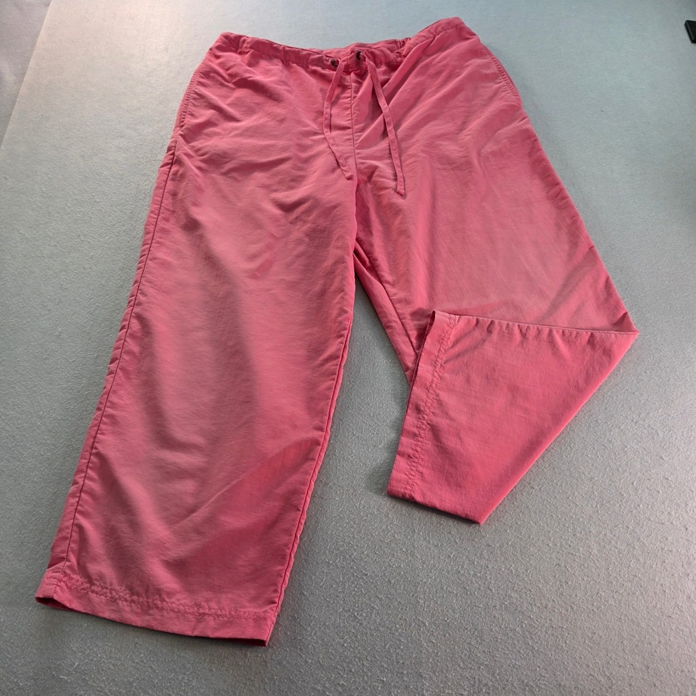 LL Bean Womens Pink Supplex Nylon Crop Pants Medium Drawstring Hiking OBUY5